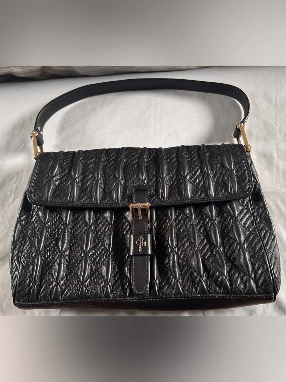 Cole Haan Black Quilted Leather Flap Shoulder Bag *Pristine* + Dust Bag